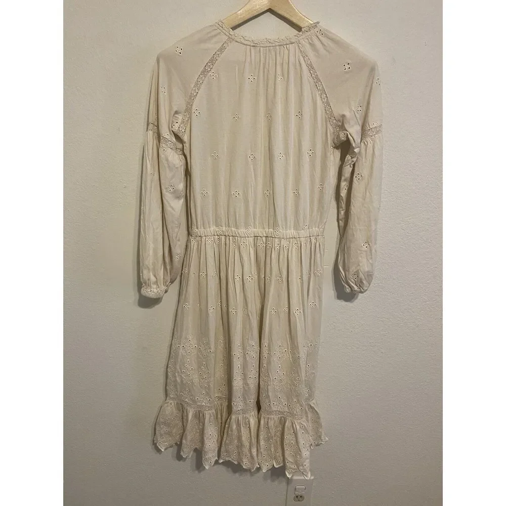 Lauren ralph Lauren Women's S Dress Cream Eyelet Boho Peasant Jersey cottagecore - Picture 6 of 16
